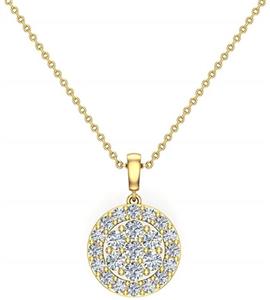 Cluster Diamond pendant necklace for women 14K Gold Halo Style 0.60 carat tw (I, I1) 