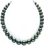 THE PEARL SOURCE 14K Gold 11-14mm AAAA Quality Round Genuine Black Tahitian South Sea Cultured Pearl Necklace in 20