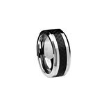 Cavalier Jewelers 10mm Sleek Titanium Wedding Band Comfort Fit Wedding Ring with Polished Finish – Lightweight Band for Men – Black Carbon Fiber Inlay Ring