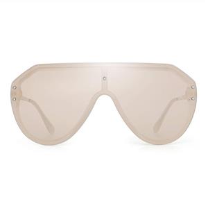 JIM HALO Oversized Shield Sunglasses Rimless Flat Top Mirror Glasses Women Men 