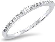 CloseoutWarehouse Clear Baguette Cubic Zirconia Center Ring Sterling Silver