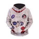 UGGKA US Men's Christmas Holiday 3D Print Space Suit Hooded Astronaut Sweatshirt Hoodies with Big Pockets