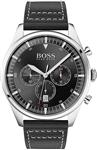 Hugo Boss Men's 44mm Black Leather Band Steel Case Quartz Analog Watch 1513708