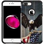 iPhone 7 Case/iPhone 8 Case, Dual Layer Shock Proof Bumper Protective Phone Cover - American Bald Eagle Flying with Flag