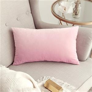 MIULEE Decorative Velvet Pillow Covers Soft Square Throw Pillow Covers Solid Cushion Covers Bright Pink Pillow Cases for Sofa Bedroom Car 12 x 20 Inch 30 x 50 cm