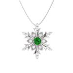 Diamondere Natural and Certified Gemstone and Diamond Snowflake Necklace in 14k White Gold | 0.20 Carat Pendant with Chain