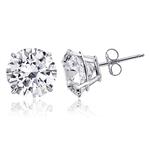 TIONEER 14K Solid Gold Cubic Zirconia Round-Cut Solitaire Stud Earrings for Women and Men, Butterfly Push-Back