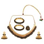 Efulgenz Indian Bollywood 14 K Gold Plated Faux Pearl Bead Bridal Choker Necklace Earrings Bracelet Bangles Ring Jewelry Set