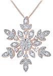 AFFY White Natural Diamond Snowflake Pendant Necklace in 14k White Gold Over Sterling Silver (0.1 Ct)