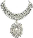 Pyramid Jeweler Mens Iced Out Hip Hop Pendant Miami Cuban Chain Double Necklace