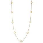 Kooljewelry 14k Yellow Gold Clover Flower Station Necklace