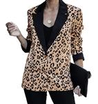 Womens Leopard Blazer Jacket Long Sleeve Lady Button Office Work Ol Coat Outerwear