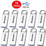 10PCS USB 3.0 128GB Flash Drive Keychain Metal Pen Drive USB3.0 Wholesale Bulk 10 Pack Thumb Drive,Silver Color (128GB USB3.0)