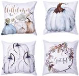 Blovec Pumpkin Throw Pillow Covers Thanksgiving Halloween Decorative Autumn Cases Set of 4 Cotton Blend Cushion 18 