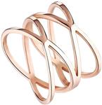 Womens 14MM Rose Gold Tone Stainless Steel Double X Criss Cross Infinity Ring Engagement Wedding Lady Girls Band