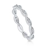 BERRICLE Rhodium Plated Sterling Silver Cubic Zirconia CZ Woven Wedding Eternity Band Ring