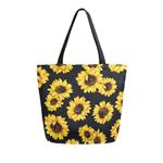 Yellow Sunflower Large Women Canvas Tote Bags Casual Shoulder Bag Handbag for Girl Oil Painting Floral Orange Grocery Shopping Bag Books Laptop Gym Bags for Outdoor School Work Travel Beach Sports
