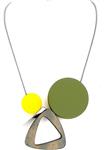 COMELYJEWEL Fashion Jewelry Girls Boho Long Round Triangle Acrylic Charms Bubble Statement Necklace for Women (Yellow Green)