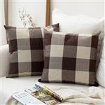 MIULEE Pack of 2 Classic Retro Checkers Plaids Cotton Linen Soft Soild Decorative Square Throw Pillow Covers Home Decor Design Cushion Case for Sofa Bedroom Car 20 x 20 Inch 50 x 50 cm