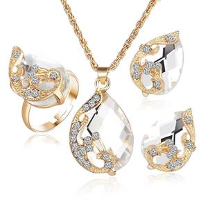 Gbell Clearance! Fashion Crystal Necklace Ring Earrings Wedding Jewelry Sets for Women Lady,Neck Chain Pendant Gifts