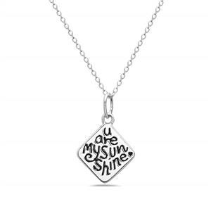 Pori Jewelers 925 Sterling Silver You are My Sunshine Inspirational Quote Pendant Necklace - for Women 