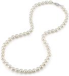 THE PEARL SOURCE 14K Gold Round Genuine White Japanese Akoya Saltwater Cultured Pearl Necklace in 18