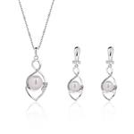 Lovelychica Elegant Rose Gold Pearl Necklace Drop Earrings Sets 丨Crystal Jewelry Set for Wowen Wedding Bridal Party