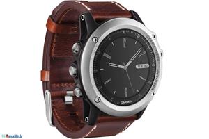 ساعت و جی پی اس ورزشی گارمین مدل فنیکس 3 با قاب نقره ای و بند چرم قهوه ای Garmin fenix 3 Sapphire Multisport Silver Case with Brown Leather Band GPS Watch