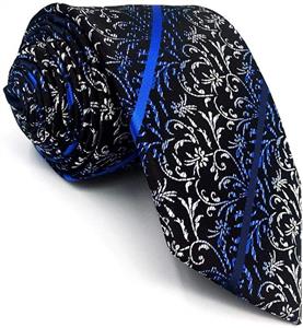 S&W SHLAX&WING Men's Tie Blue Silver Silk Neckties for Men Jacquard Woven 