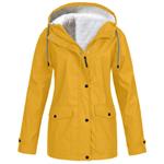 〓COOlCC〓Womens Pea Coats Waterproof Lightweight Rain Jacket Active Outdoor Hooded Trench Raincoat Winter Fleece Parka