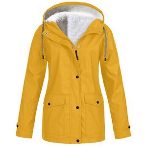 〓COOlCC〓Womens Pea Coats Waterproof Lightweight Rain Jacket Active Outdoor Hooded Trench Raincoat Winter Fleece Parka 