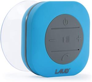 Laud Portable Bluetooth Shower Speaker - IPX4 Waterproof - Super Strong Suction Cup - Built in Mic for Hands Free Calling - 6-Hour Music Playtime - Water Resistant Rubber (Blue) 