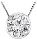 Chandni Jewelers 0.3 1/3 Carat 14K White Gold Round Diamond Solitaire Pendant Necklace Bezel J-K Color I2 Clarity