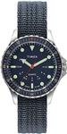 Men's Navi Depth 38mm Fabric Strap Watch, Steel/Blue Dial (TW2T83200LG), One Size