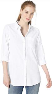 Amazon Brand - Daily Ritual Women's Broken-in Cotton Button-Front Tunic Shirt 