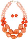 Ufraky 2 Layer Chunky Strand Statement Necklace Earrings Set for Women Girls Jewelry Gift