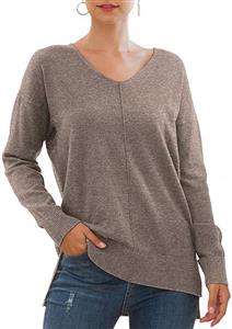 Jouica Women's Casual Lightweight V Neck Batwing Sleeve Knit Top Loose Pullover Sweater 