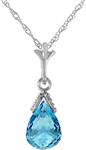 Galaxy Gold 14k Solid White Gold Pendant Necklace with Briolette Blue Natural 2.50 Topaz