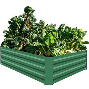 FOYUEE Metal Raised Garden Beds for Vegetables Large Planter Box Steel Gardening Kit Outdoor Herb, Green, 5x3x1ft 