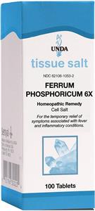UNDA - Ferrum Phosphoricum 6X - Homeopathic Remedy Supports Temporary Relief of Symptoms Associated with Fever and Minor Inflamatory Conditions - 100 Tablets 