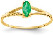 14k Yellow Gold Green Emerald Birthstone Band Ring Size 7.00 Stone May Marquise Fine Jewelry Gifts For Women For Her