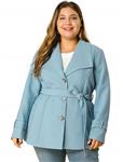 Agnes Orinda Women's Plus Size Single Breasted Coat Work Jackets Skater Mid Thigh Belted Winter Coats