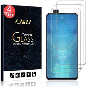 J&D Compatible for 4-Pack Xiaomi Mi 9T/Xiaomi Mi 9T Pro Glass Screen Protector, [Tempered Glass] [Not Full Coverage] HD Clear Ballistic Glass Screen Protector for Xiaomi Mi 9T Screen Protector 