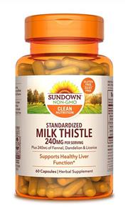 Sundown Naturals Milk Thistle 240 mg, 60 Capsules 