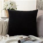 MIULEE Velvet Pillow Cover Decorative Square Pillowcase Soft Solid Cushion Case for Sofa Bedroom Car 26 x 26 Inch Black