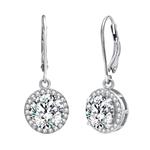 EVER FAITH Women's 925 Sterling Silver Elegant Round CZ Prong Setting Dangle Earrings