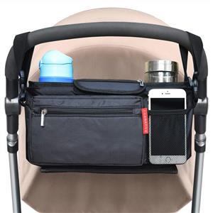 Baby Stroller Organizer with Cup Holders - Secured Fit/Extra Storage/Easy Installation/Shoulder Strap - Universal Fits for Uppababy, Baby Jogger, Britax, Bugaboo, BOB, Umbrella and Pet Stroller 