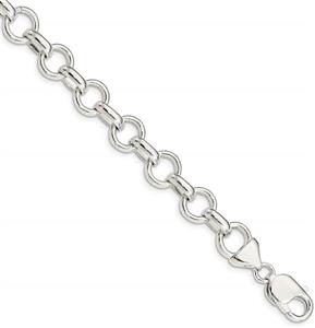 925 Sterling Silver Link Bracelet 7.25 Inch Chain Fancy Charm Fine Jewelry Gifts For Women For Her 