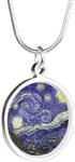 Royal Lion Silver Round Necklace Van Gogh Starry Night HD