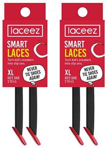 Laceez Kids No Tie Shoelaces - 2 Packs - Elastic Laces for All Sneakers - Turn Shoes to Slip-ons 